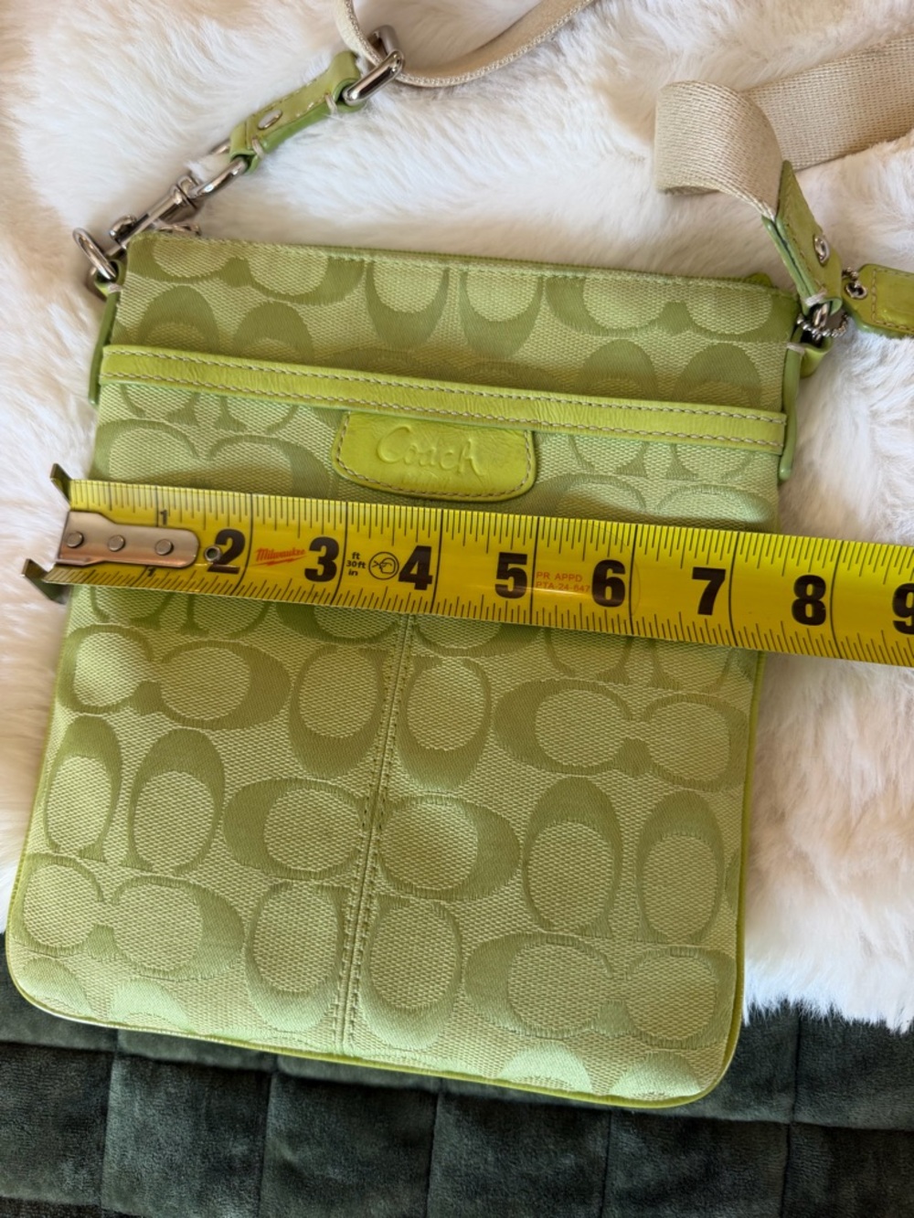 Coach Lime Green Signature Crossbody Bag - Picture 5 of 6